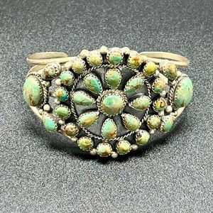 Kingman Turquoise cuff bracelet. Stamped and signed.